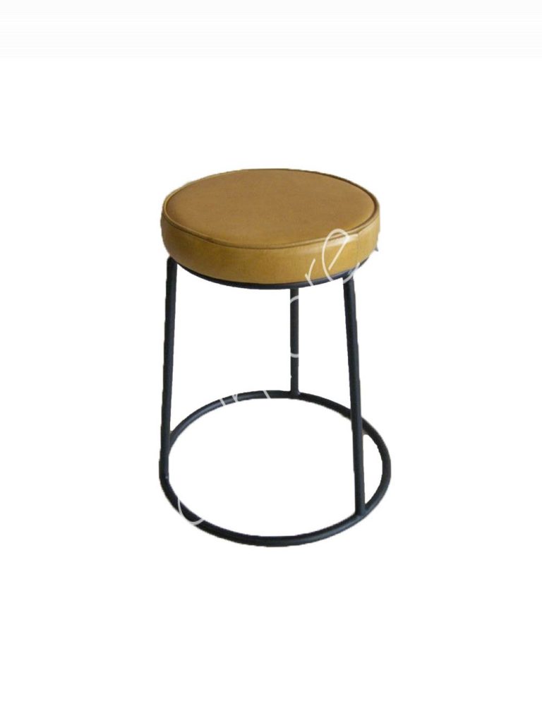 Stool yellow leather 40x40x48