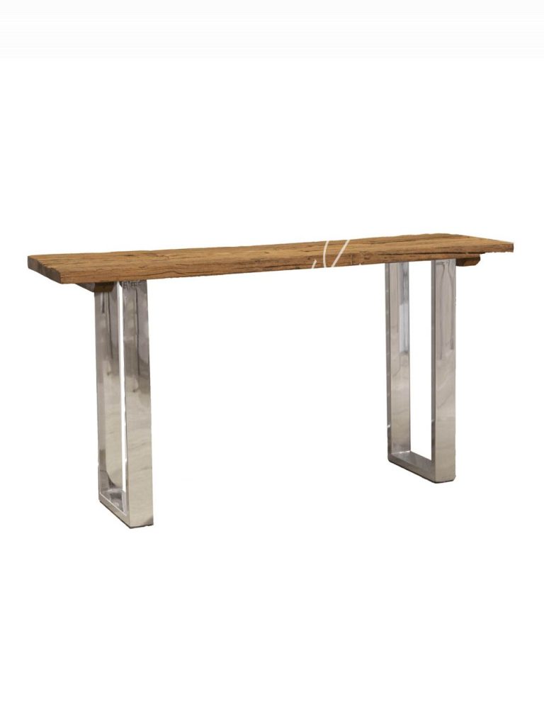 Console table sleeper wood wglass ss legs 120x40x80
