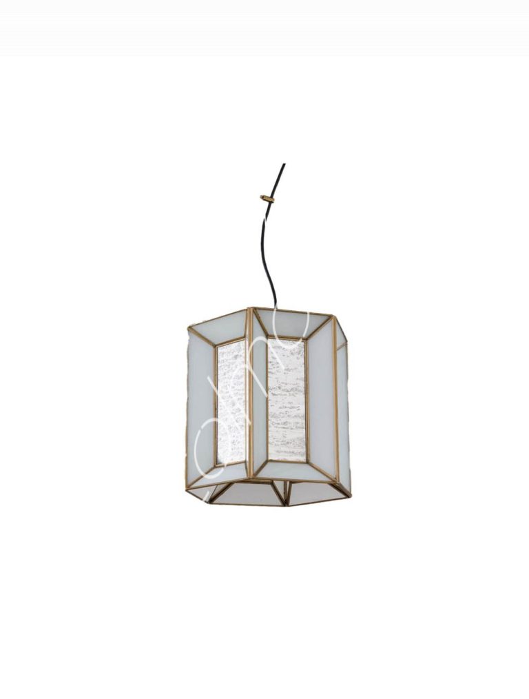 Ceiling lamp BR silver antique white finish glass 31x31x30