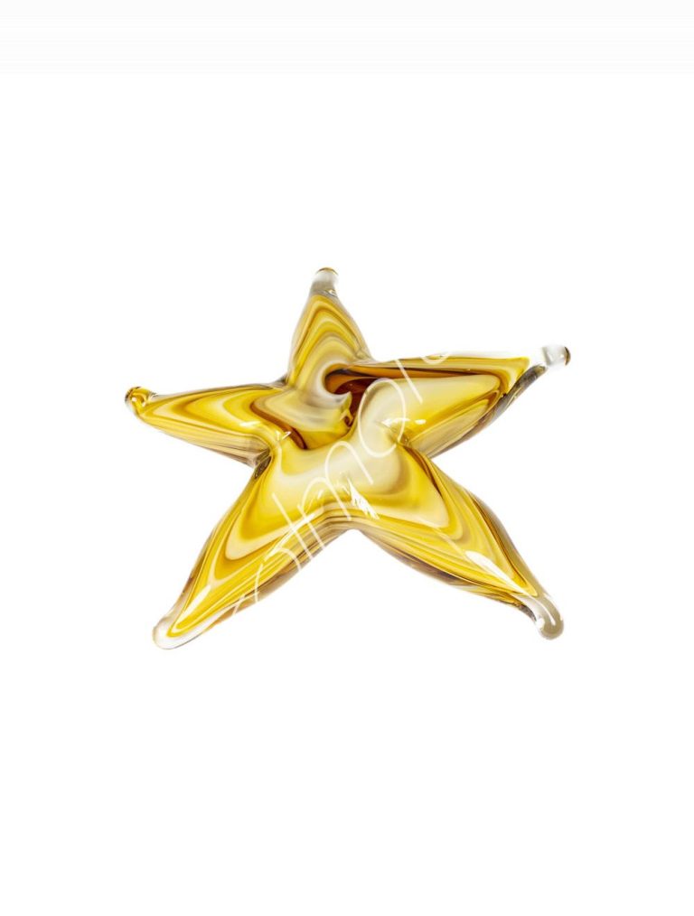 Decorative starfish handm. mouthblown yellow 14x14x4