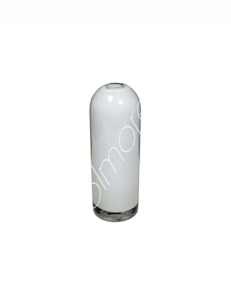 Vase handm. mouthblown white 8x8x22