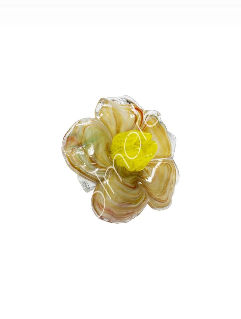 Napkin ring flower handm. mouthblown yellow 12x12x11