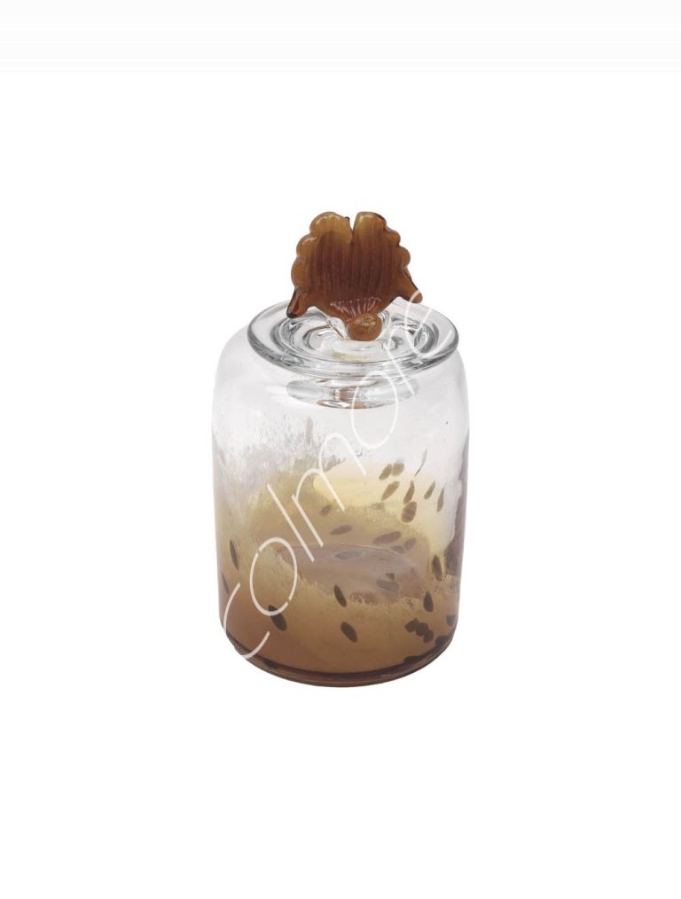 Jar handm. mouthblown amber 11x11x27