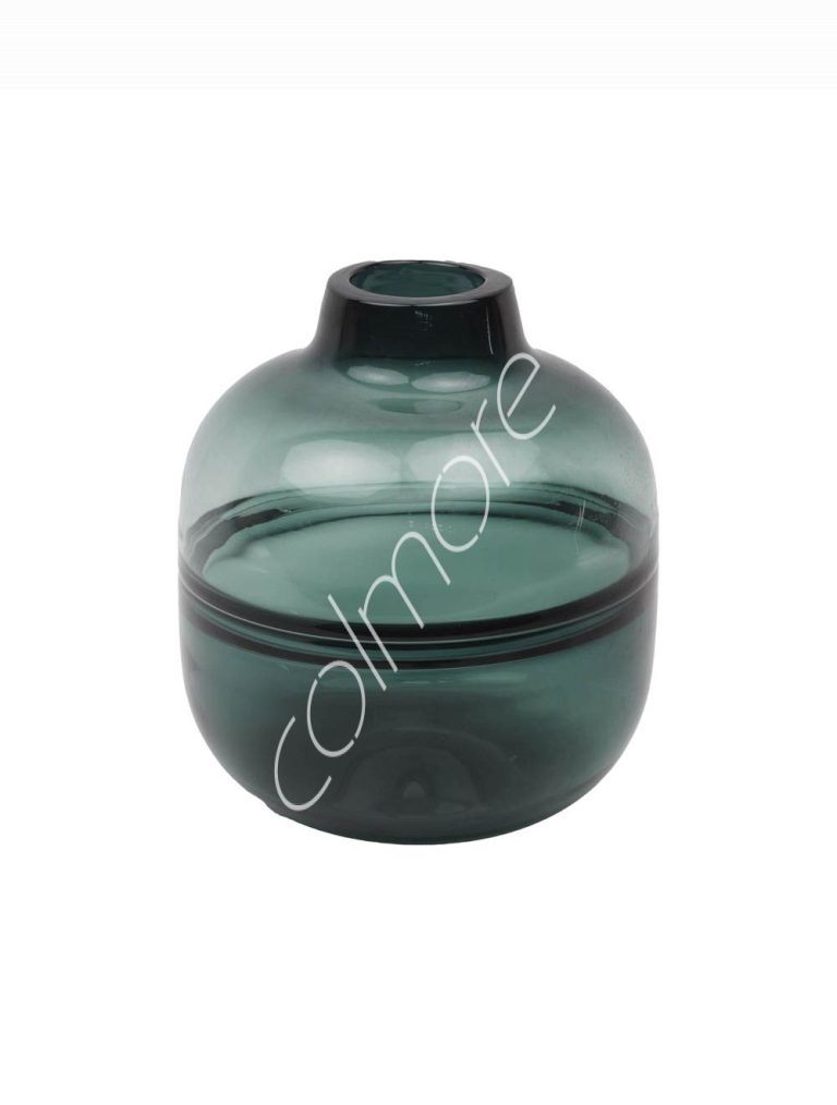 Vase handm. mouthblown green 19x19x21