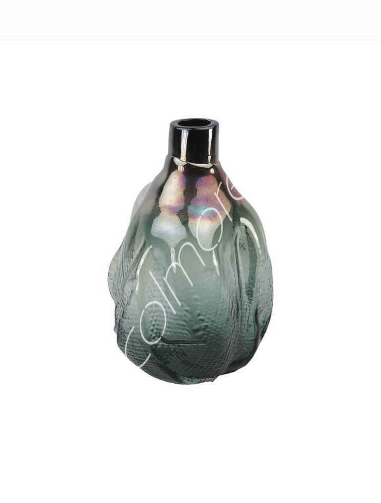 Vase handm. mouthblown green 28x28x40