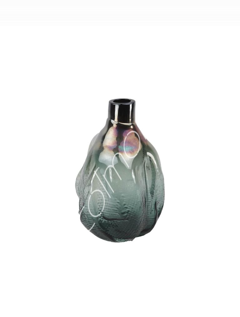 Vase handm. mouthblown green 18x18x28