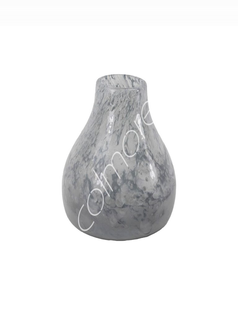 Vase handm. mouthblown grey 20x20x30
