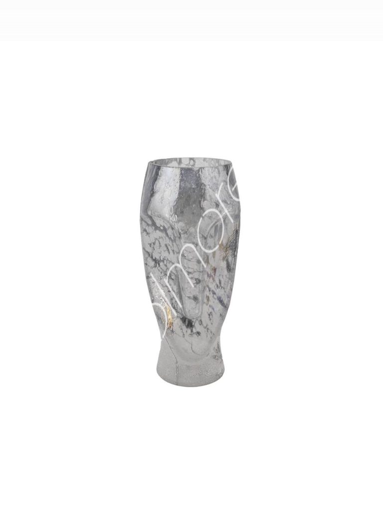 Vase handm. mouthblown blue 15x15x36