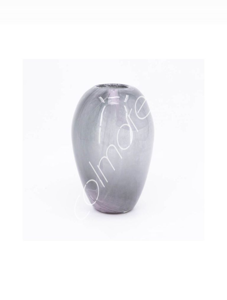 Vase handm. mouthblown grey glass 17x17x24