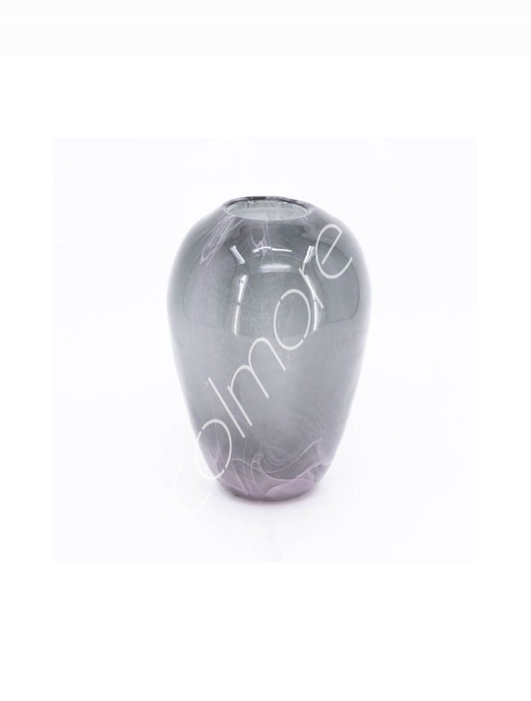 Vase handm. mouthblown grey glass 16x16x20