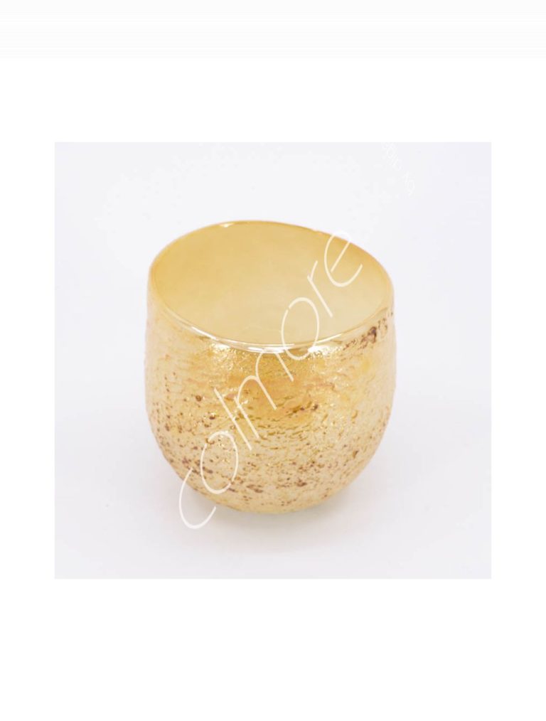 Votive handm. mouthblown caramel glass 10x10x11