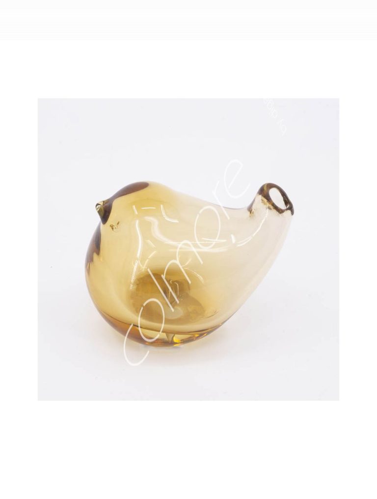 Decorative bird handm. mouthblown peach 12x9x12