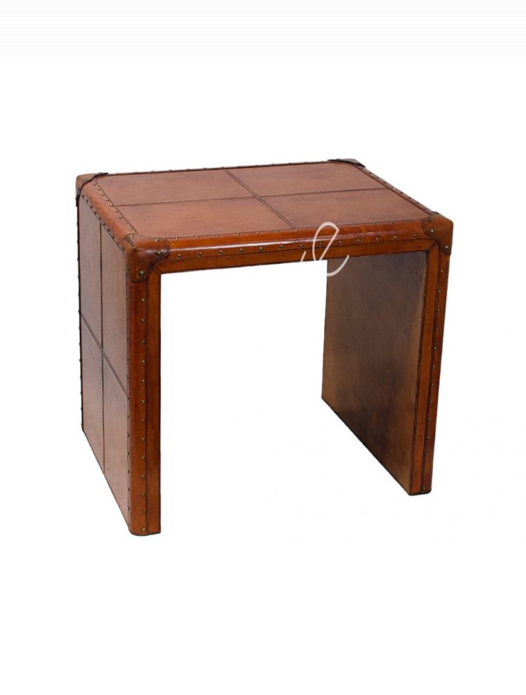Side table w/leather 58x46x53