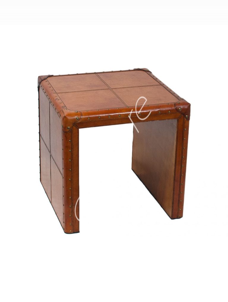 Beistelltisch mit Leder 46x46x45