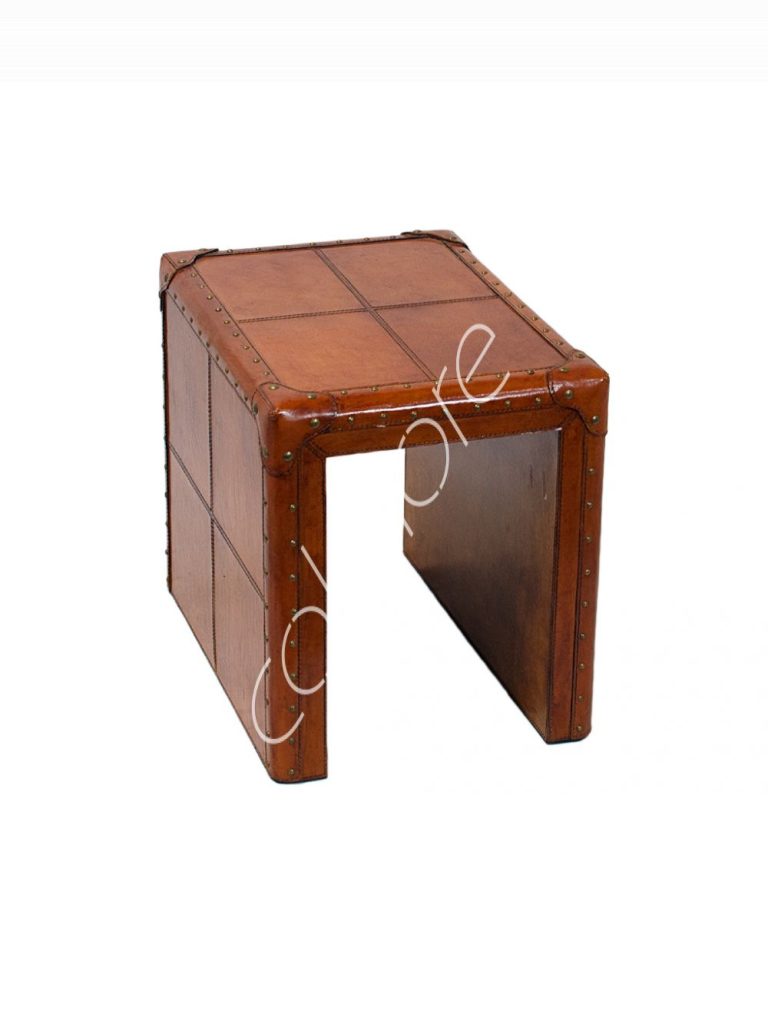 Side table w/leather 45x32x38