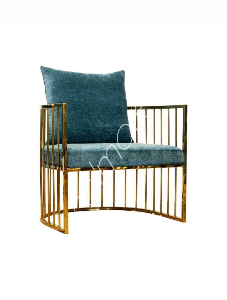 Armchair seagreen gold ss 76x72x90