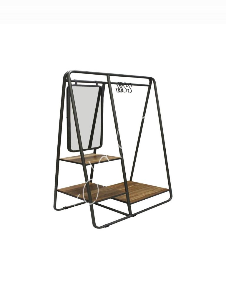 Clothing rack w/mirror teak wood IR 100x60x175