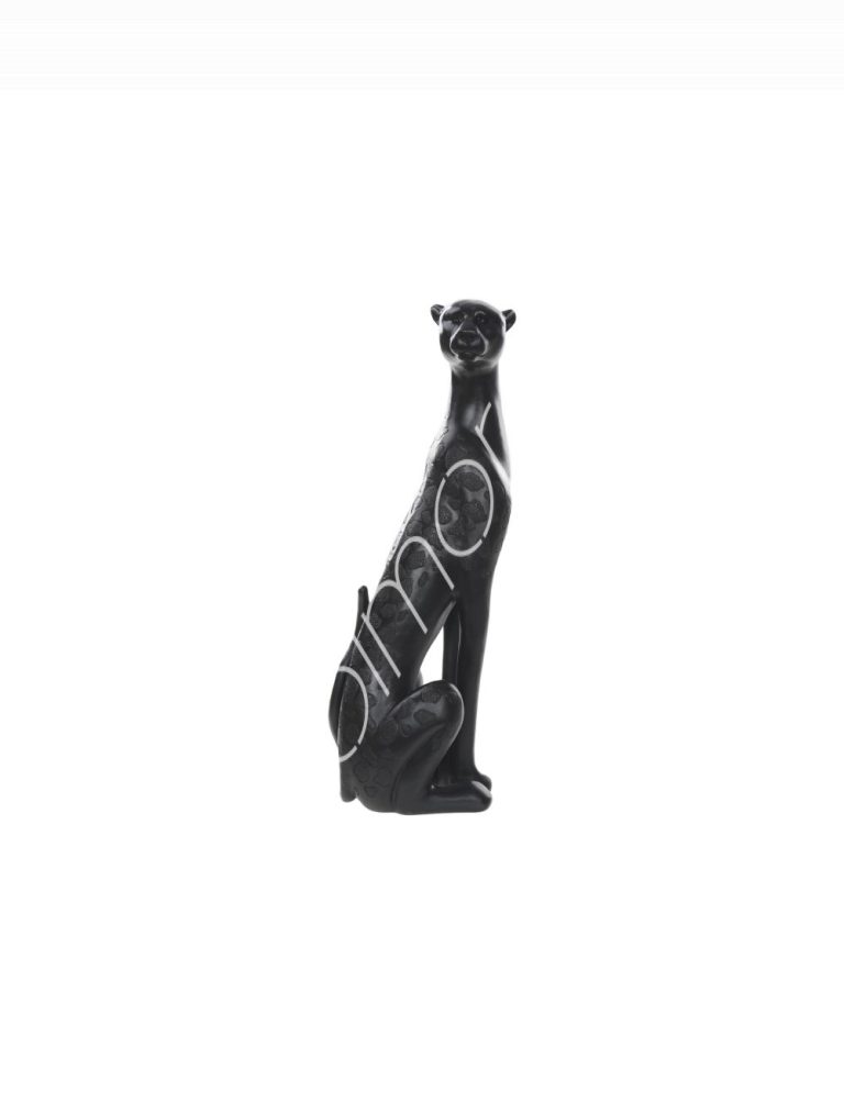 Decorative leopard black polyresin 15x15x46