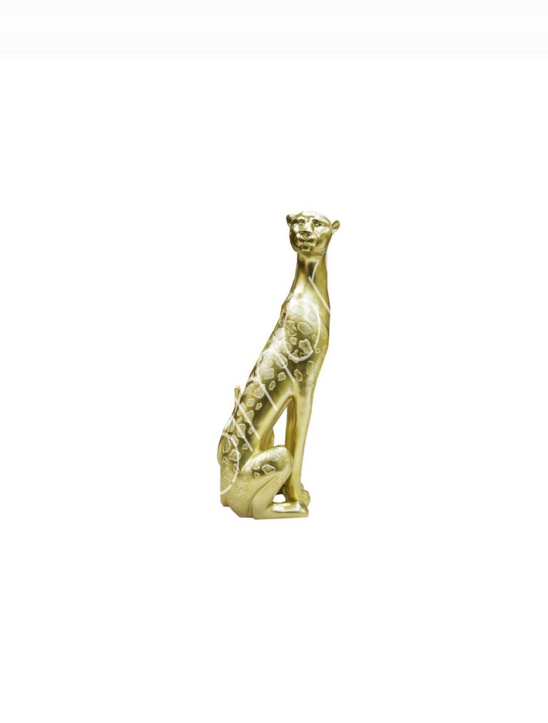 Decorative leopard gold polyresin 15x15x46
