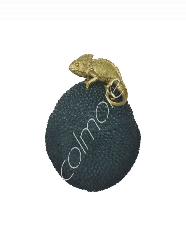Deco.box chameleon wjack fruit goldpetr polyresin 25x25x34