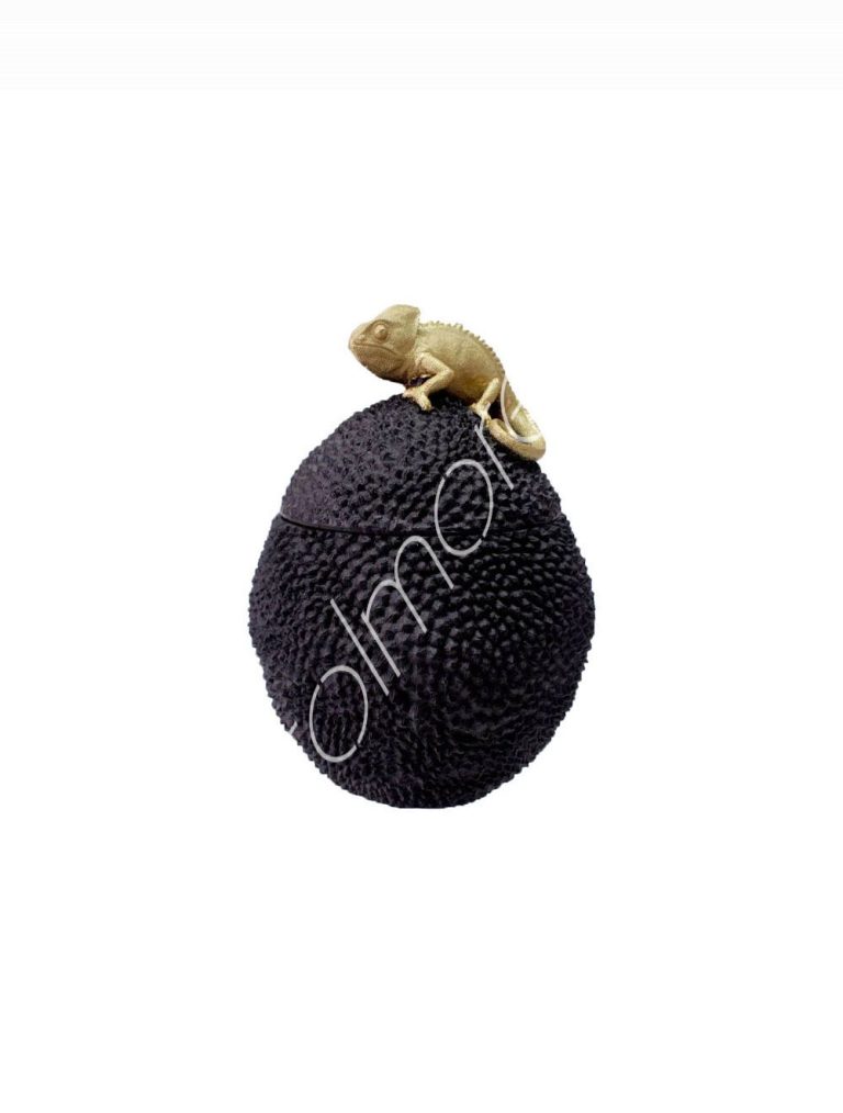 Vase cameleon w/jack fruit black/gold polyresin 25x25x34