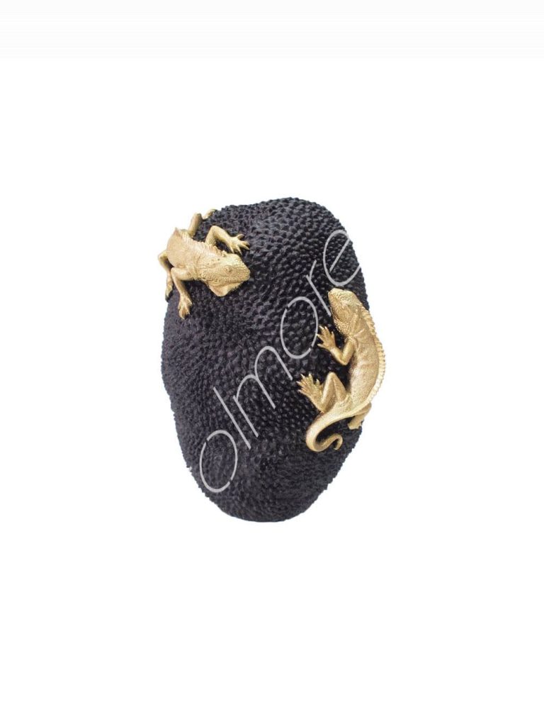 Vase lizard wjack fruit blackgold polyresin 40x39x39