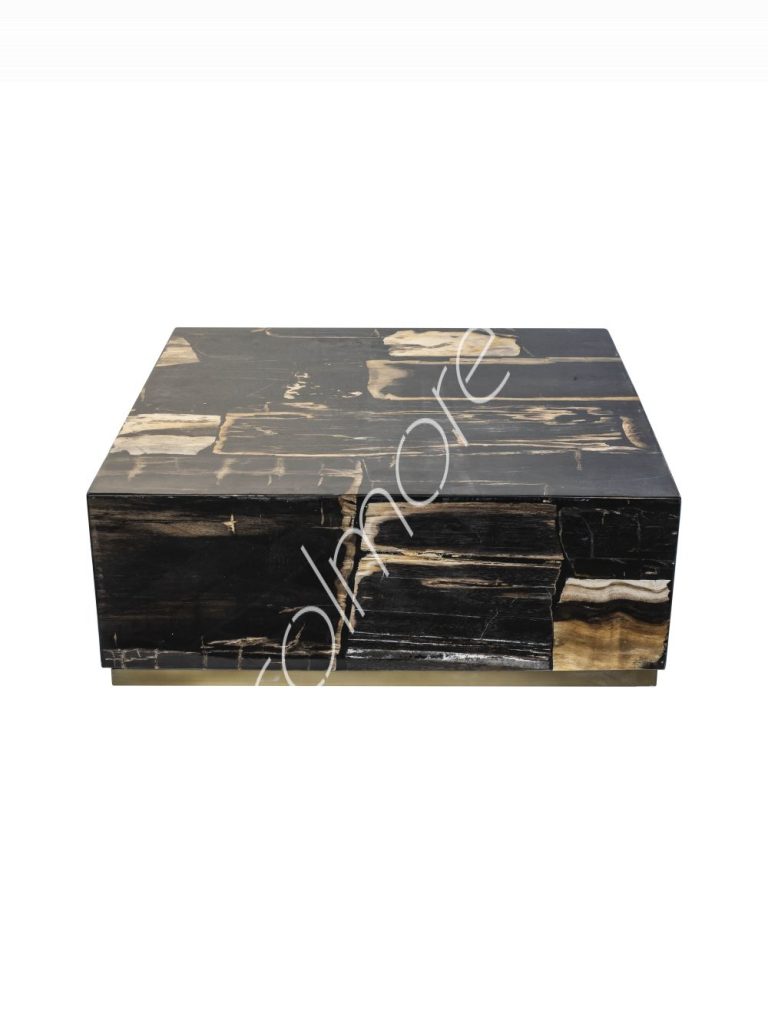 Coffee table Flores petrified wood lam. ssBR 80x80x30