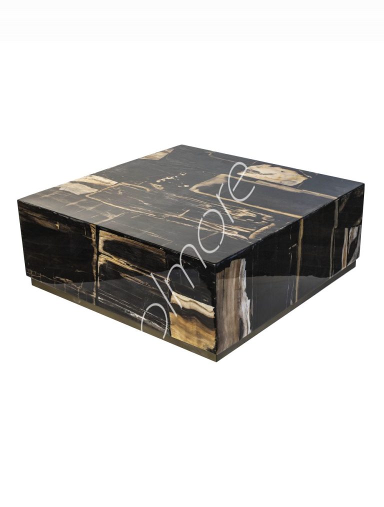 Coffee table Flores petrified wood lam. ssBR 80x80x30