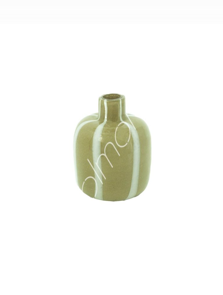 Vase purple grey wstripes glass 18x18x23