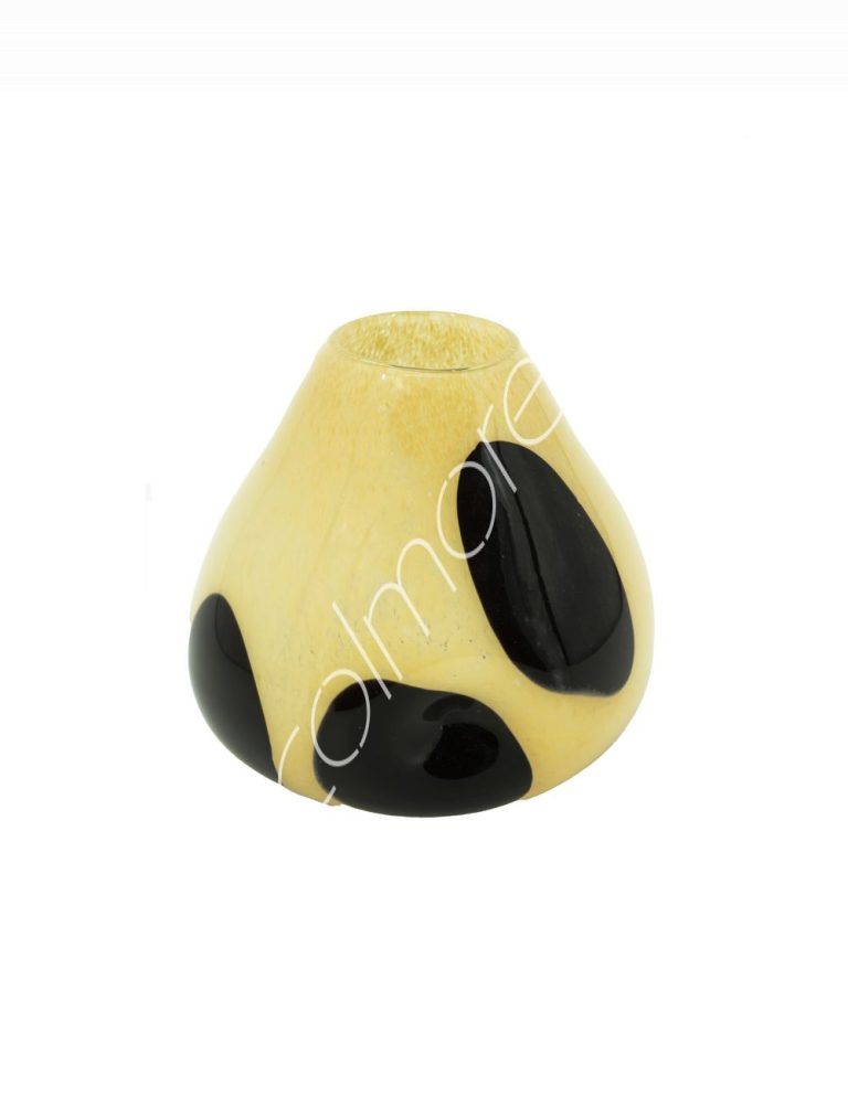 Vase sand wblack dots dimples glass 22x22x20