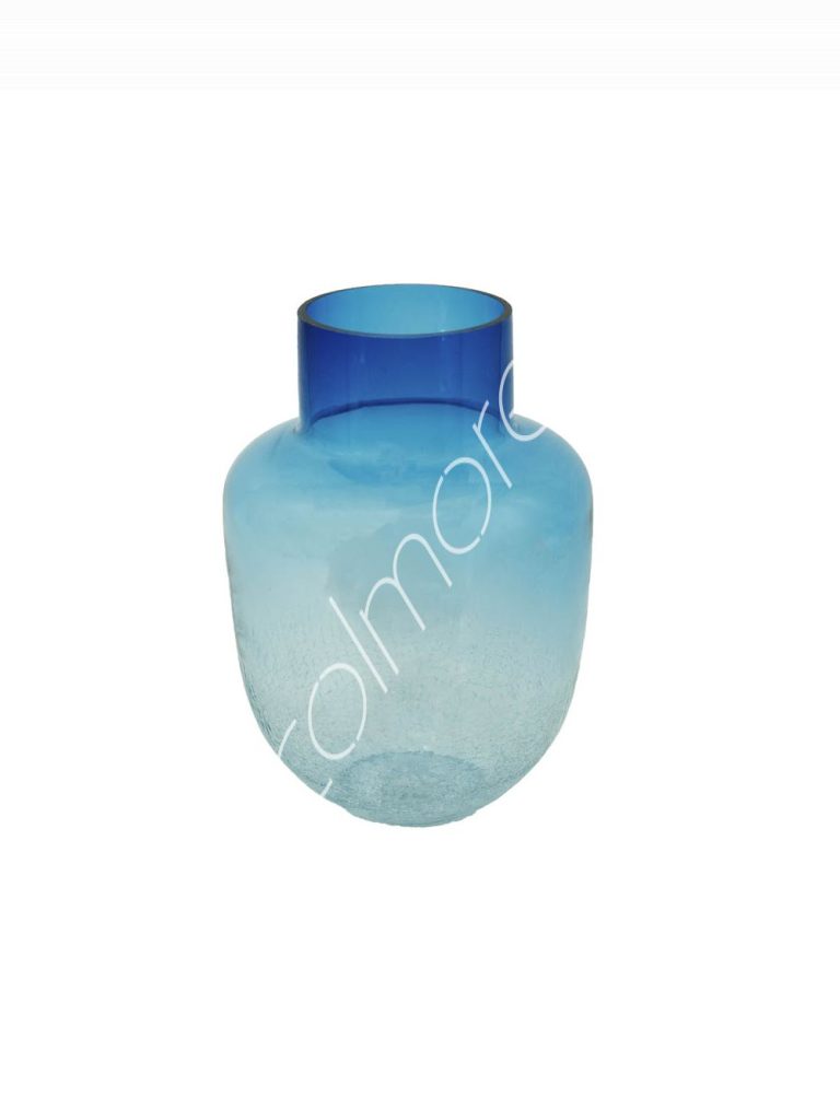 Vase dark blue wice-crackle glass 22x22x31
