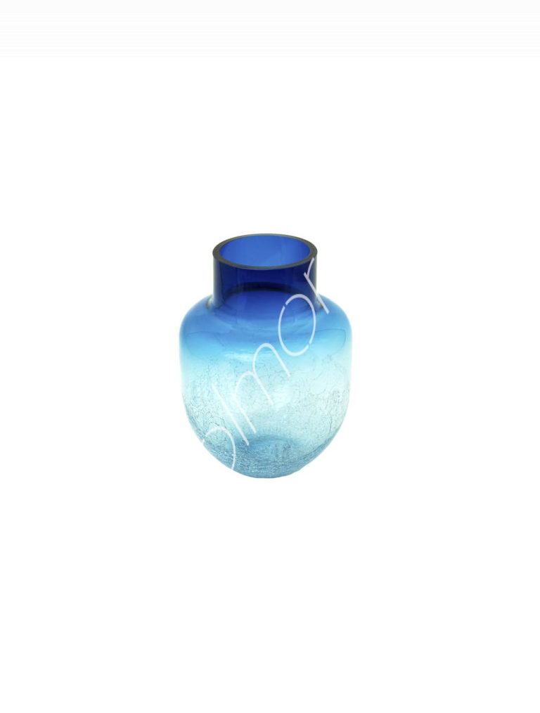 Vase dark blue w/ice-crackle glass 18x18x25