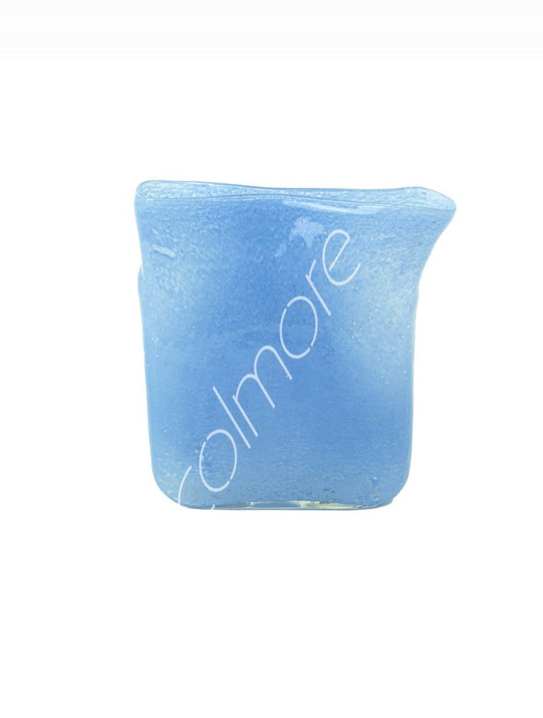 Vase flat light blue wbubbles glass 22x6x25