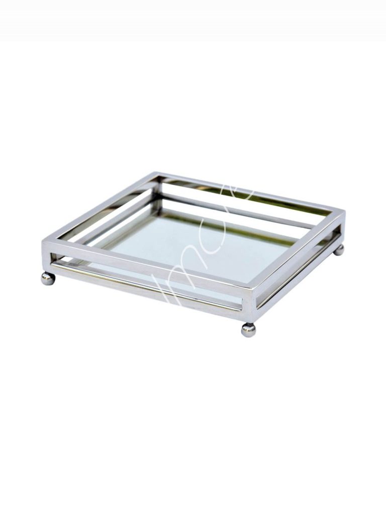 Tray square mirror glass ssNI 20x20x4