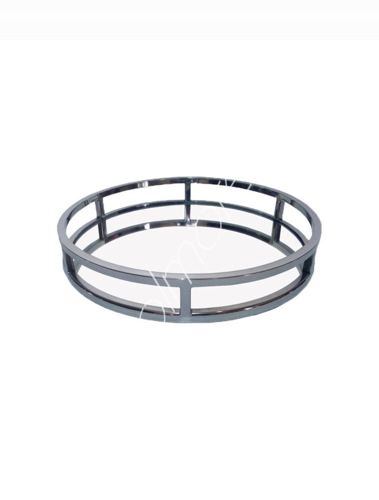 Tray round mirror glass ss/NI 38x38x5