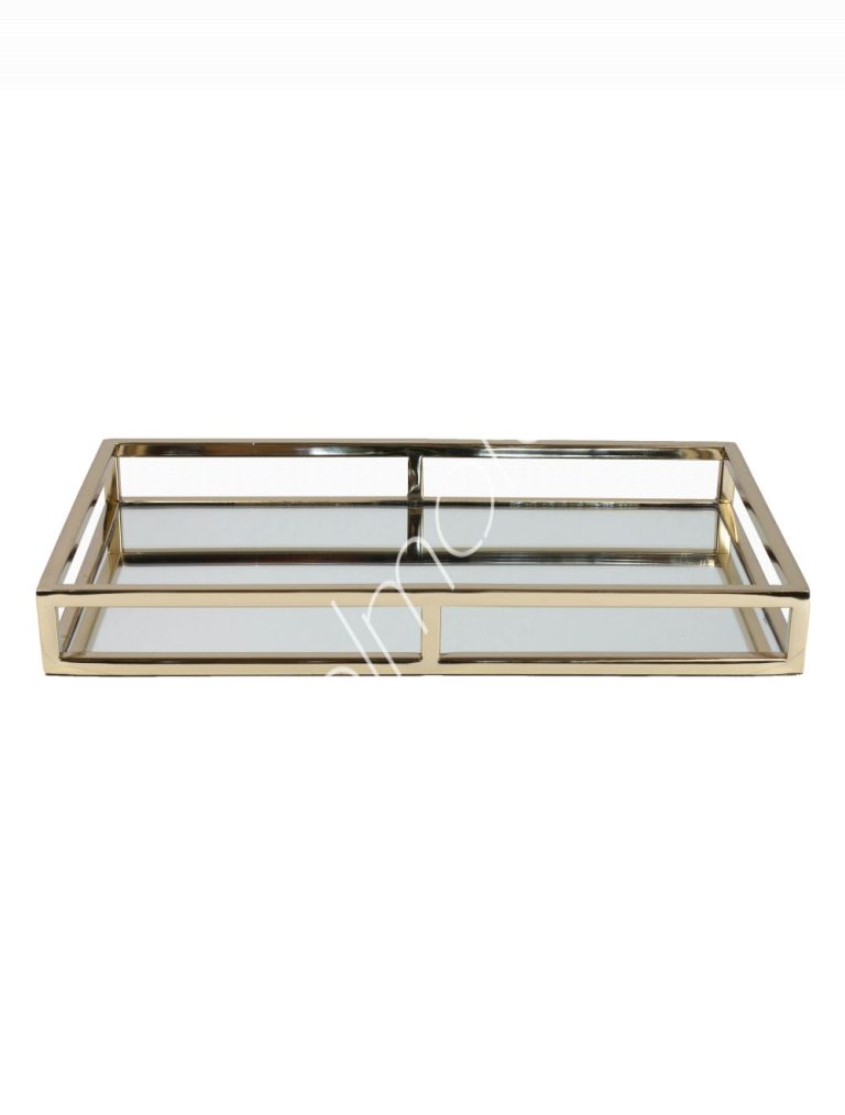 Tray rectangular mirror glass ssGO 41x26x5