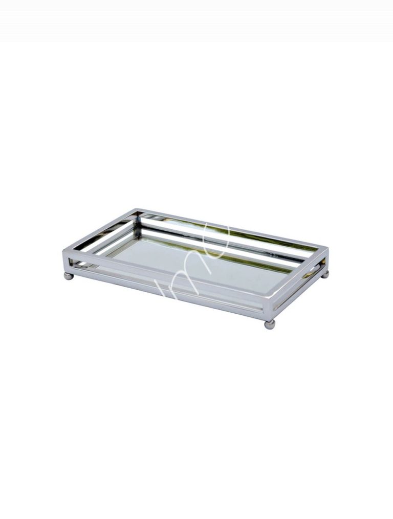 Tray rectangular mirror glass ss 30x17x4