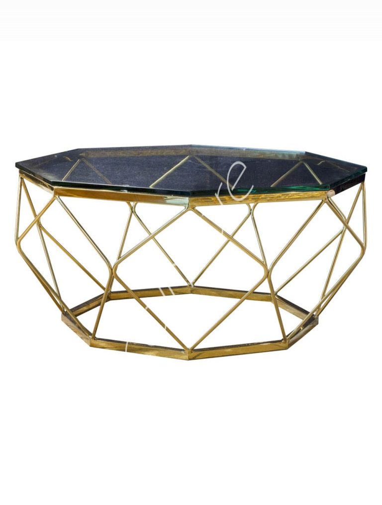 Coffee table w/glass ss/GO 86x86x40