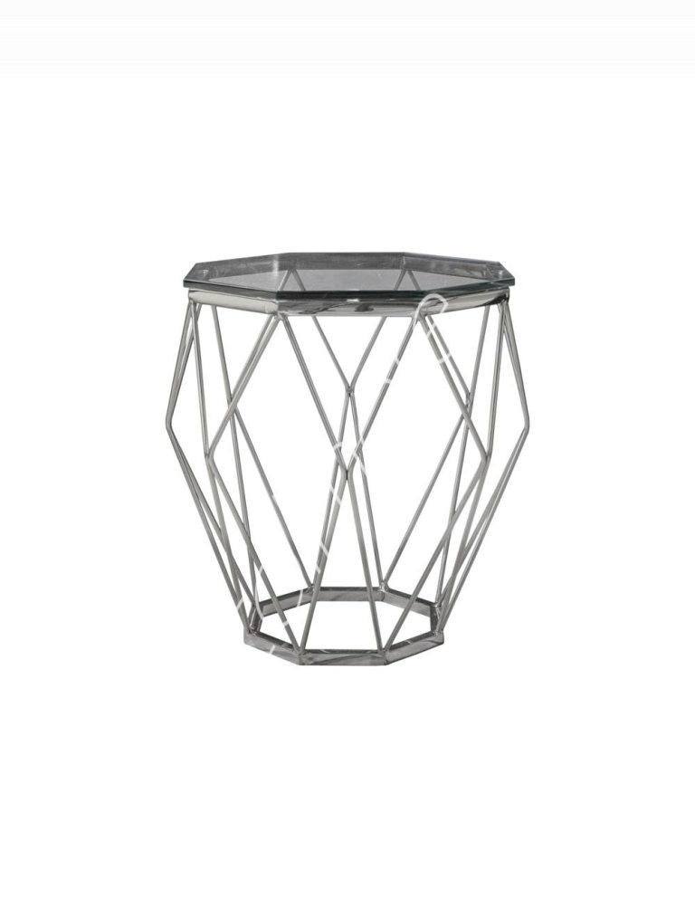 Side table w/glass ss/NI 50x50x57