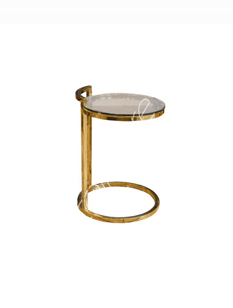 Side table w/glass ss/GO 40x40x55