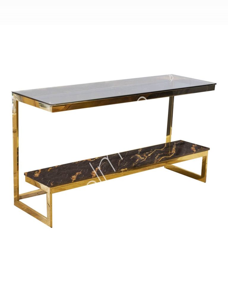 Console black/gold marble look ss/GO 140x45x76