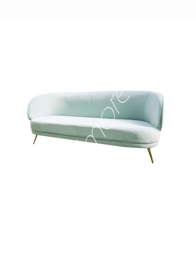 Sofa Emma beach blue velvet gold IR legs 186x71x80