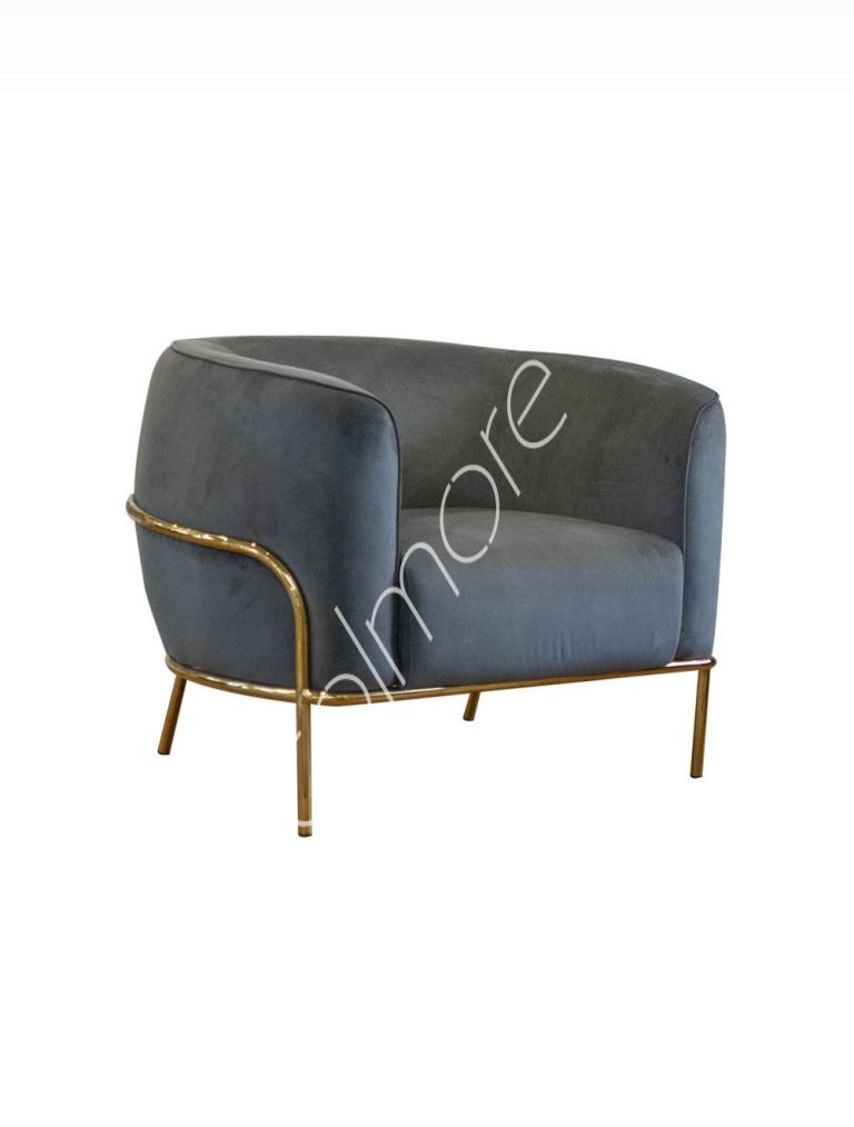 Arm chair Lizzy warm grey velvet IR gold legs 123x85x75