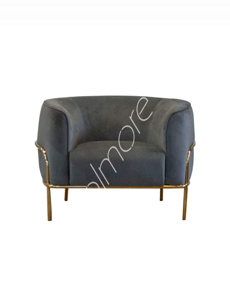 Arm chair Lizzy warm grey velvet IR gold legs 123x85x75