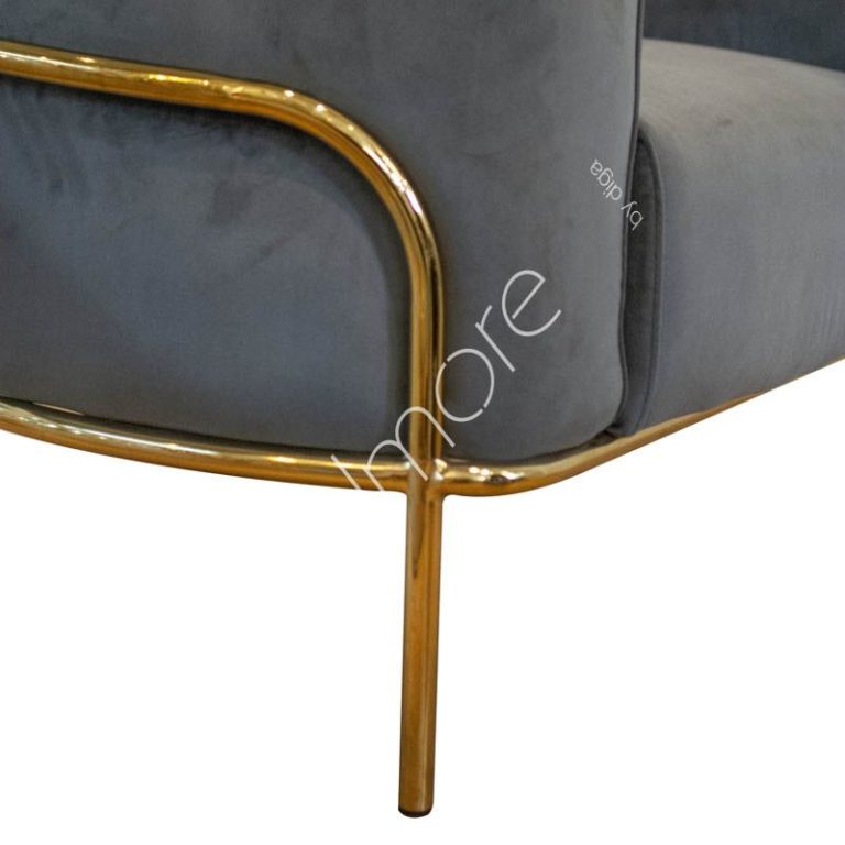 Arm chair Lizzy warm grey velvet IR gold legs 123x85x75