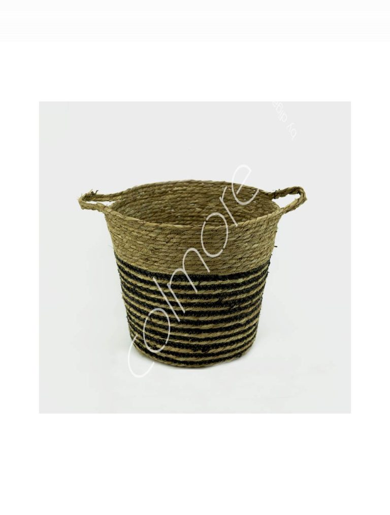 Straw basket naturalblack 36x36x33