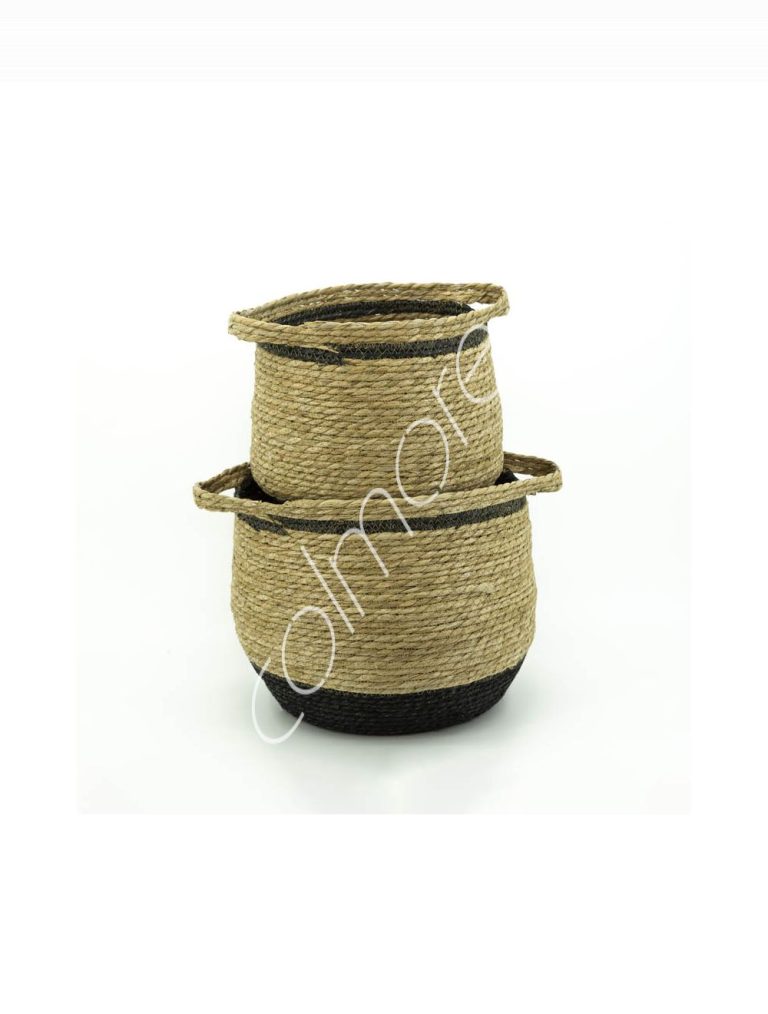 Straw baskets SET2 naturalblack 33x33x30