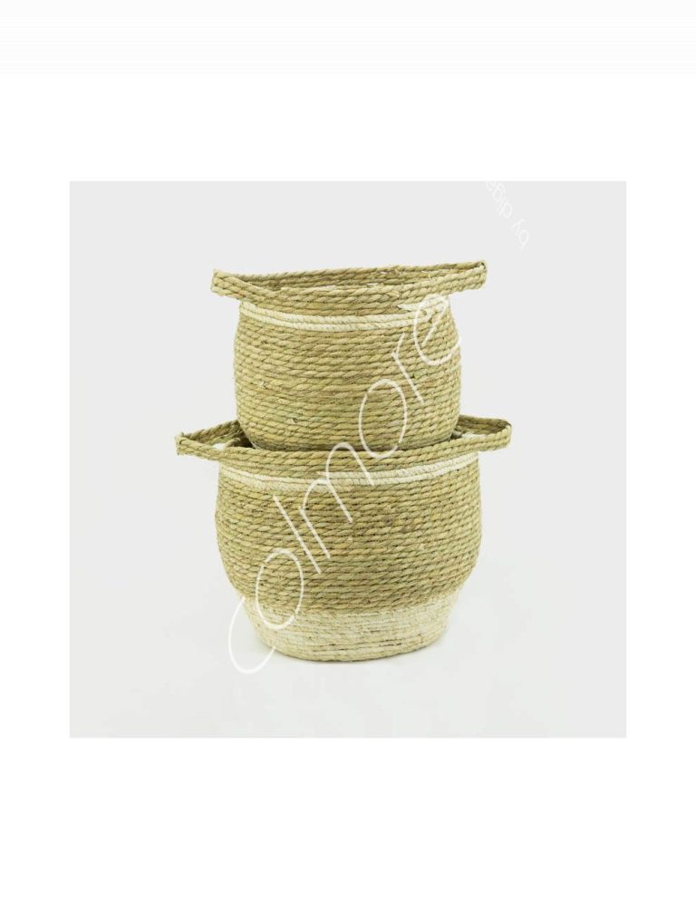 Straw baskets SET2 naturalwhite 33x33x30