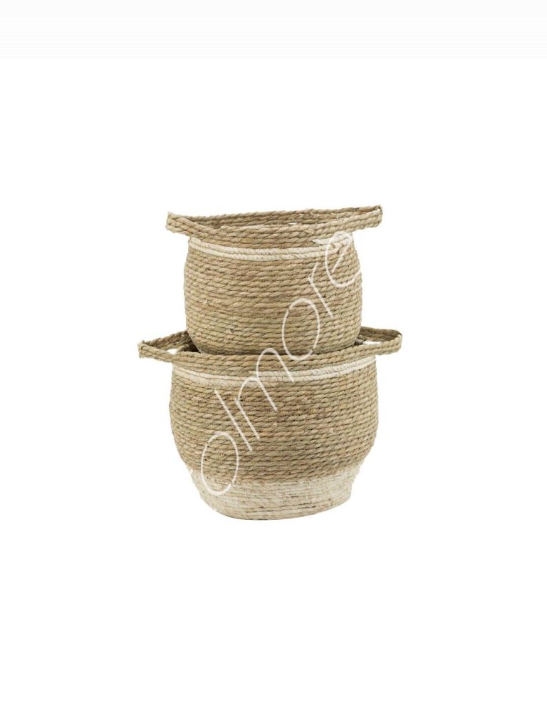 Straw baskets SET2 naturalwhite 33x33x30