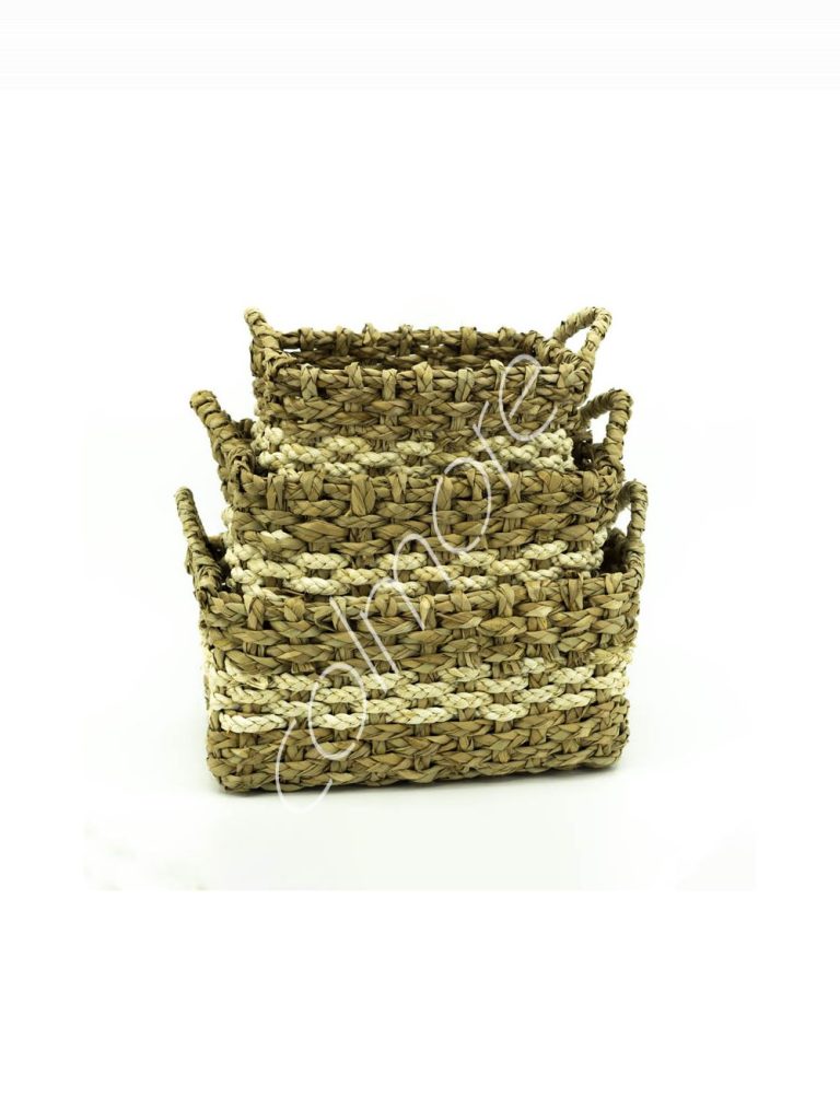 Straw baskets SET3 naturalwhite 40x30x20